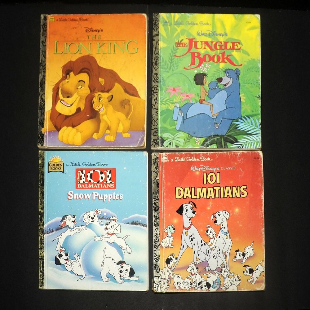 VTG Little Golden Books Lot of 4 DISNEY Jungle Book 101 Dalmatians Lion King 90s